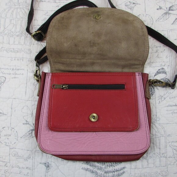 Soruka Leather Crossbody Bag Women Multicolor Adjustable Square and Rounded - Picture 3 of 7